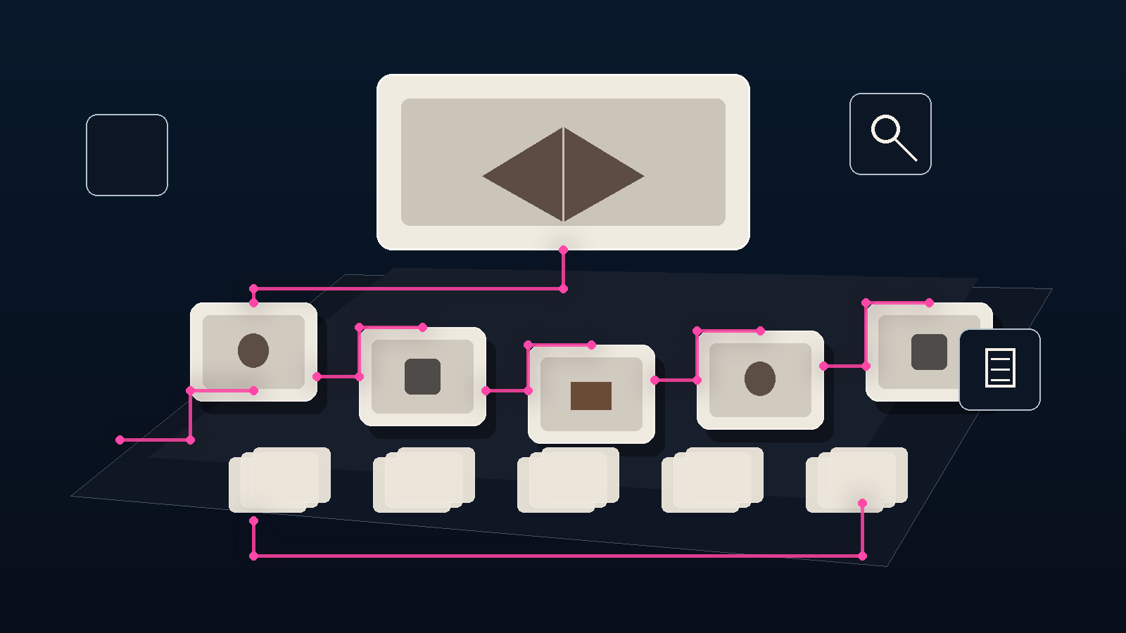 Ecommerce SEO audit architecture with crawl paths, taxonomy, product pages and technical data flows.